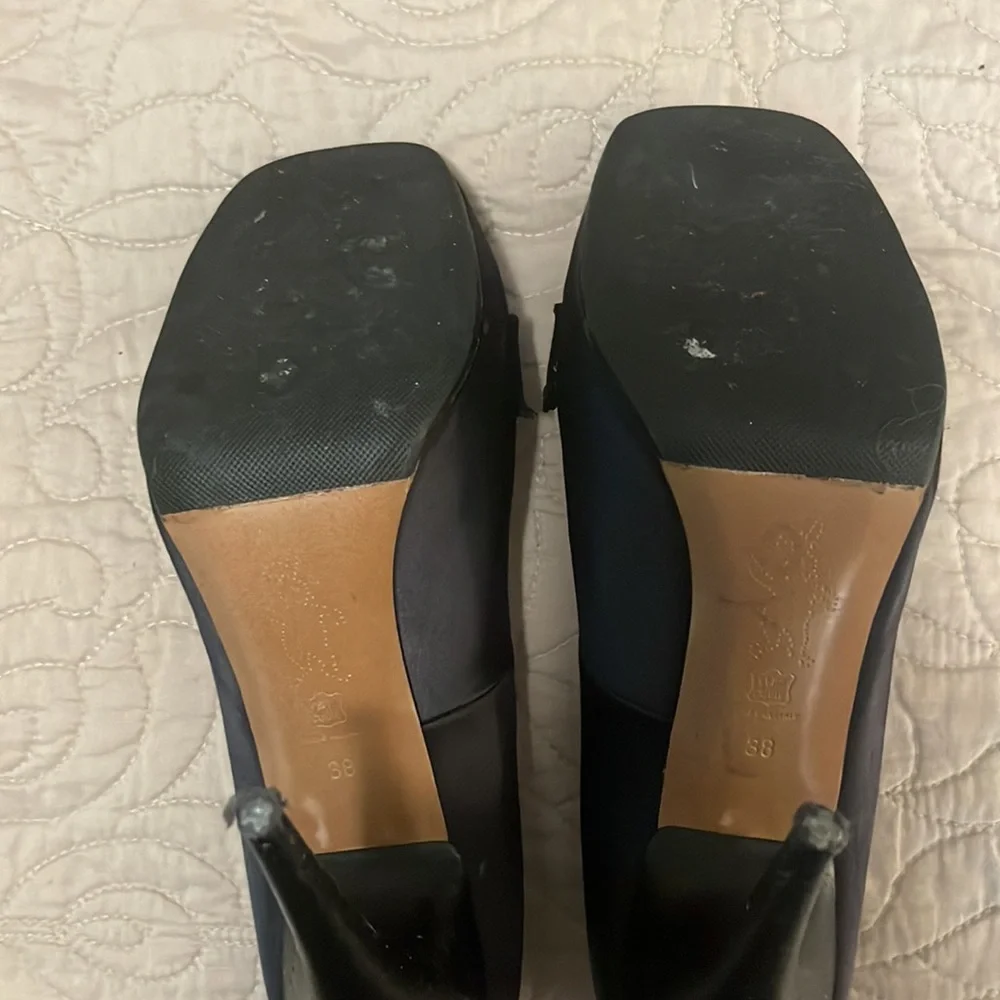 Marni Women’s Black Square Toe Satin 5” Stiletto Heel Pump Shoes Sz 38